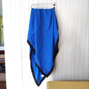 TIFFANY & CO Vintage 1986 T Design solid blue and black silk scarf